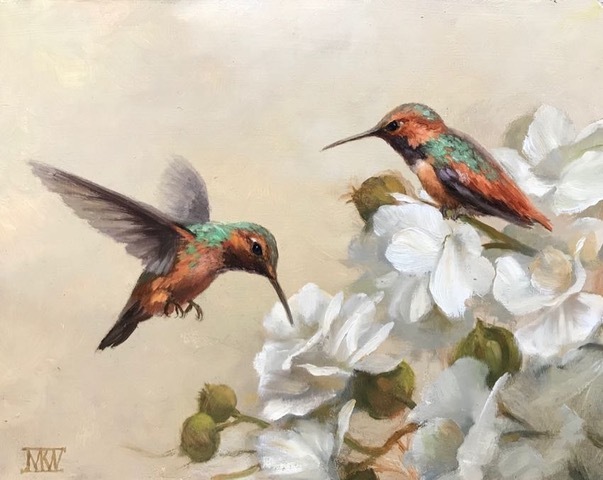 Hummingbirds M.K. West 8x10 oil $1000