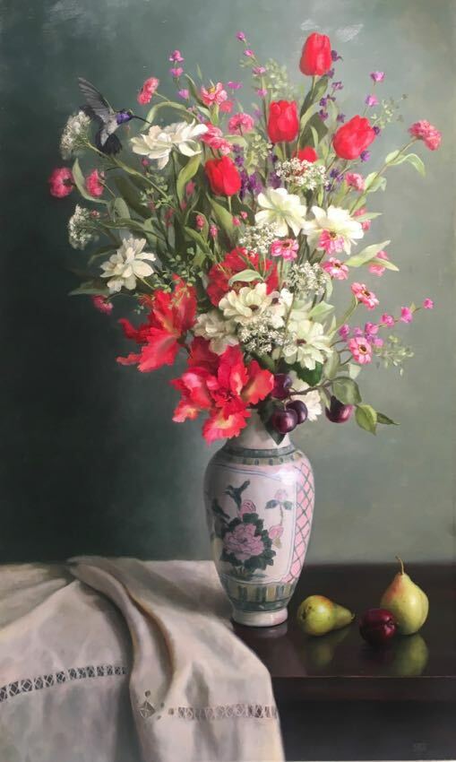 Tulips and Pears M.K. West Oil 40" x 24"