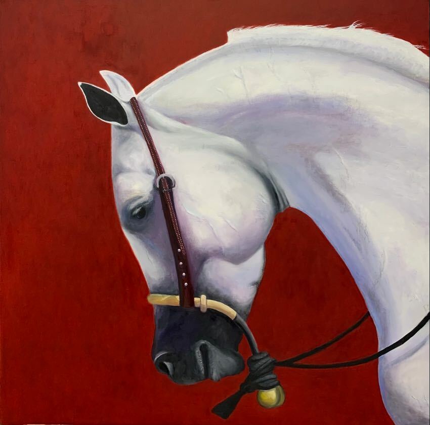 White Lighting 40" x 40" oil Dennis Newell