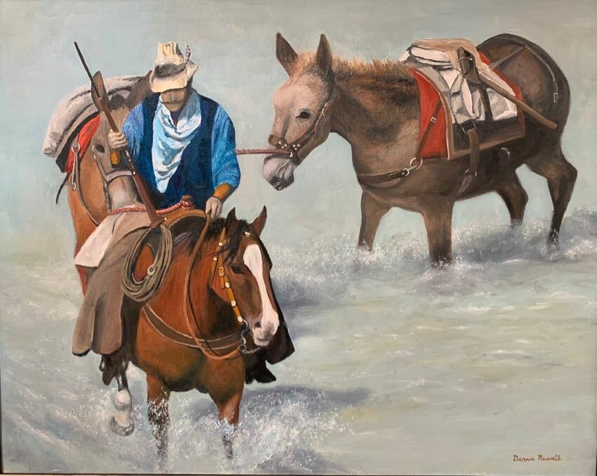 Leading Two Mules 24x30 Newell