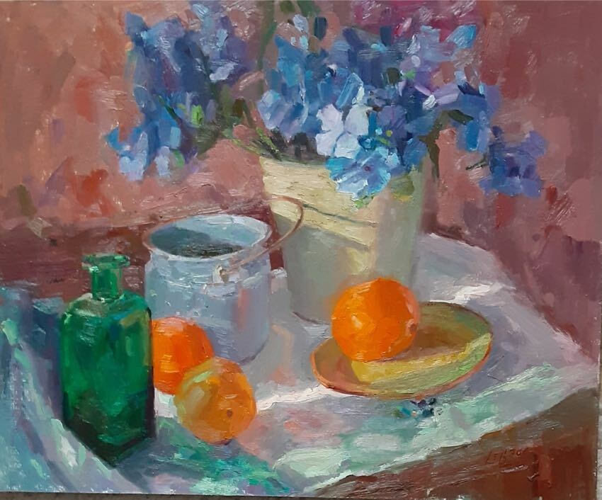 Blue and Orange 16x20 Jeanette Legrue