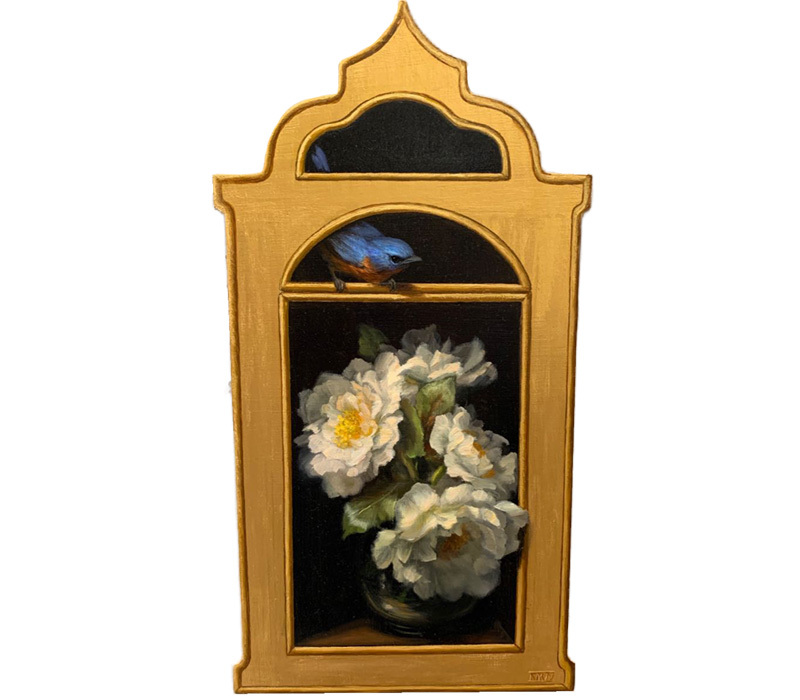 Roses in a Niche Trompe L'Oeil