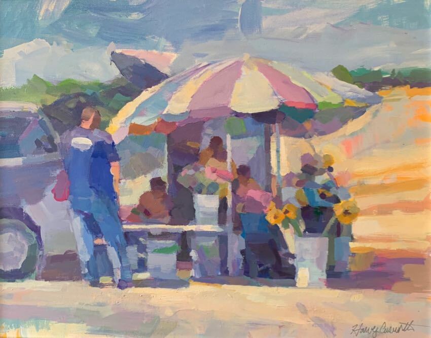 Flower Market 22x28 by Harvey Cusworth