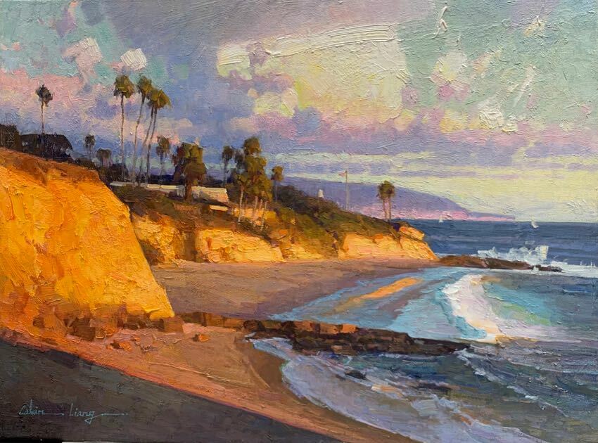 Sunset at Heisler Park 18x24 Calvin Liang