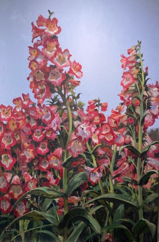 Hollyhocks 36x24 La Vigne