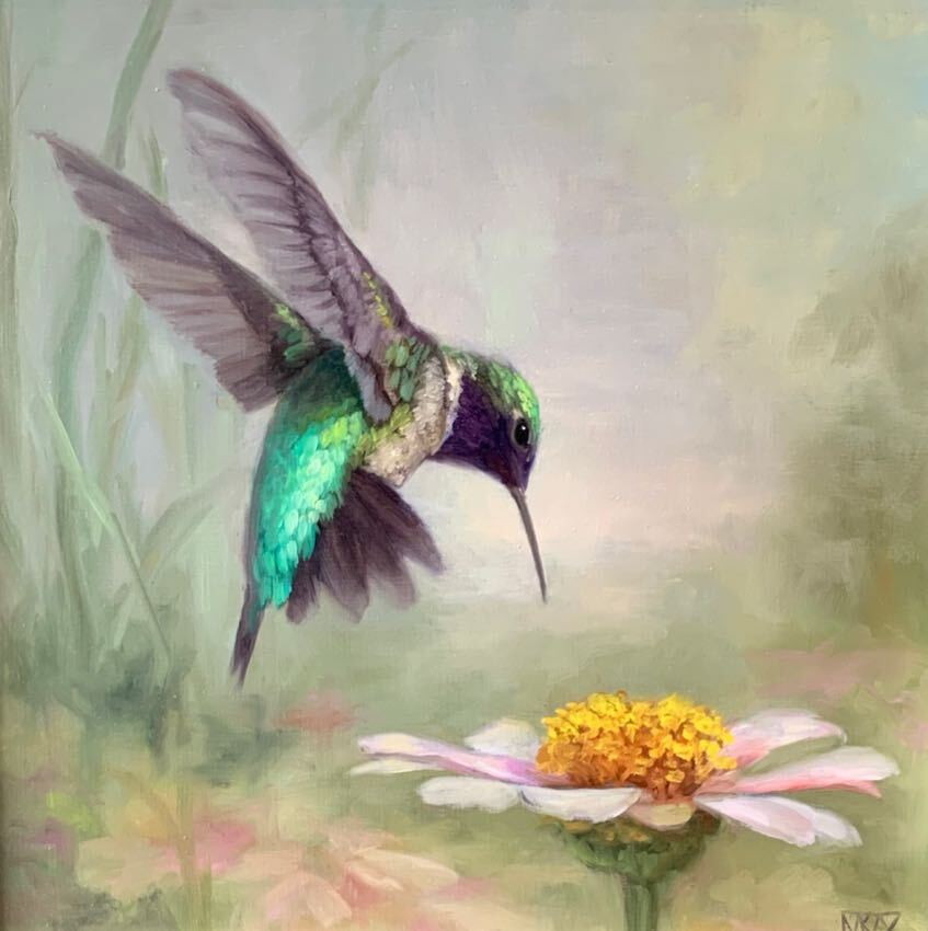 Magnificent Hummingbird 10" x 10" by M.K. West