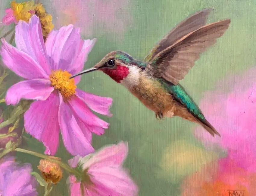 Ruby Throated Hummingbird 8 x 10 by Mary Kay West